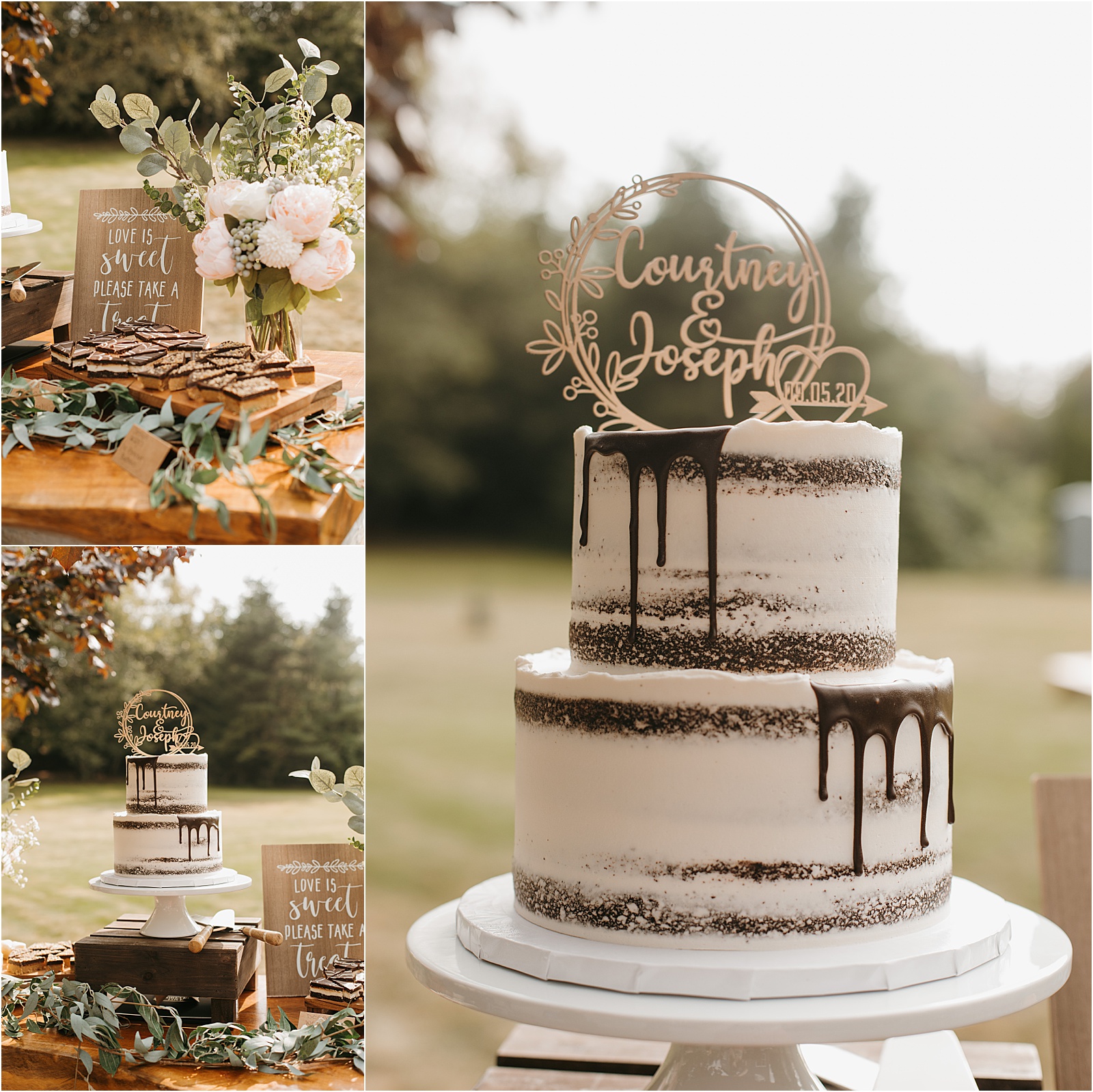 simple rustic wedding cake // tiny covid wedding
